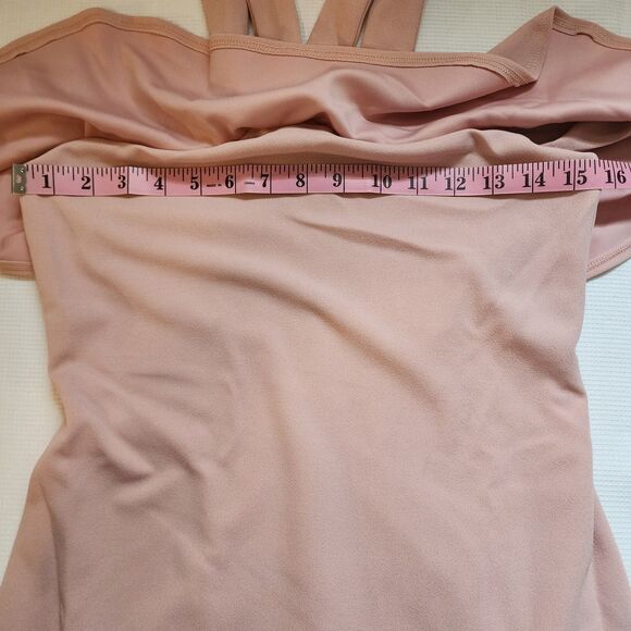 Nookie Sheath Dress Womens Large Blush Hermosa Midi Halter Over Bust Frill - Picture 7 of 10